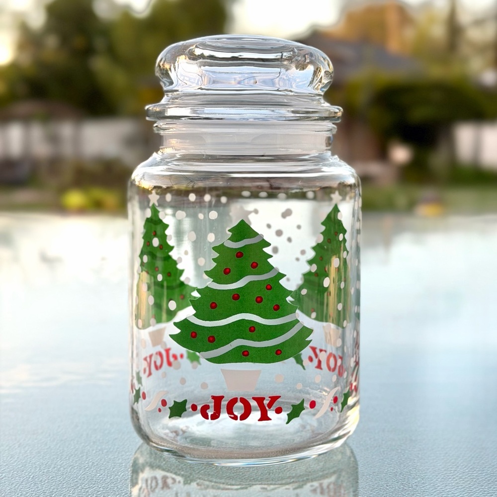 Christmas Tree Joy Retro Glass Apothecary Jar with Knob Lid - Picture 3 of 8